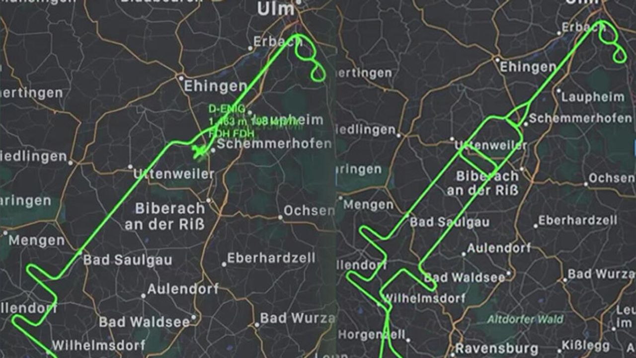 Almanya’da genç pilot gökyüzüne dev şırınga resmi çizdi