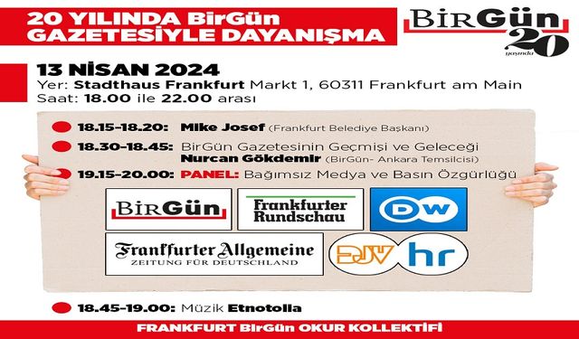 BirGün'ün 20. kuruluş yılı Frankfurt'ta kutlanacak