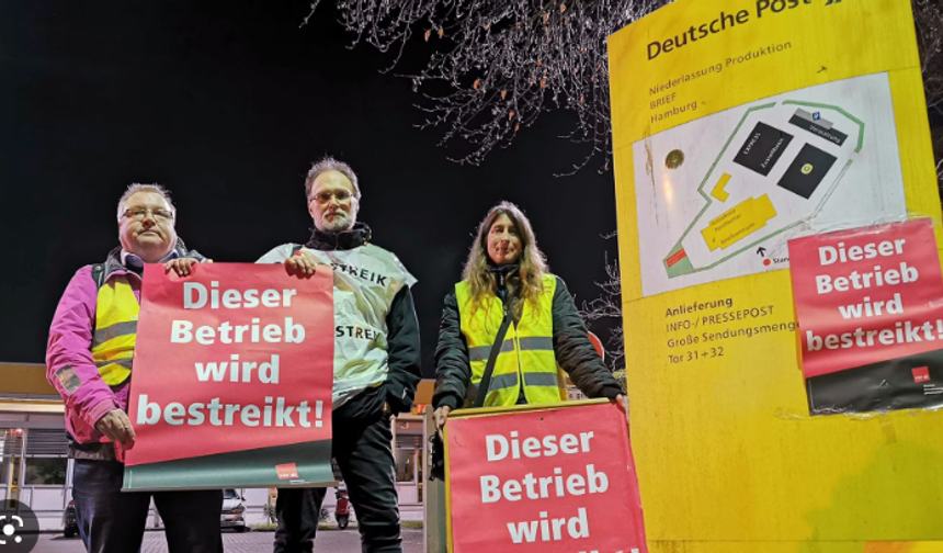 Almanya'da postacılar maaş zammı için greve gitti